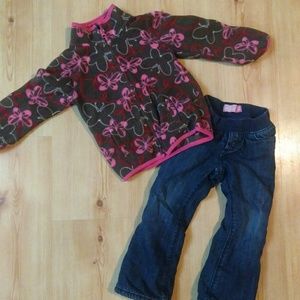3T Old Navy Winter Outfit fleece lined jeans zipup